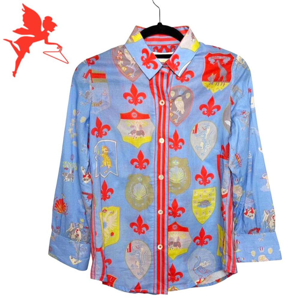 Gretchen Scott Crest Patterned Button Down Top - image 1